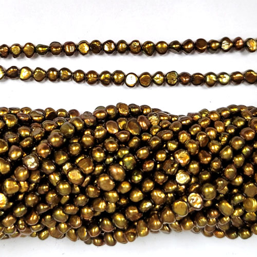 FRESHWATER PEARL SIDED 4-5MM GOLDEN BROWN (10 STRS)